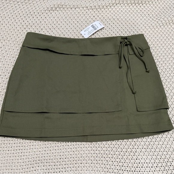 PacSun Dresses & Skirts - PacSun Olive Mini Skirt with Tie Detail